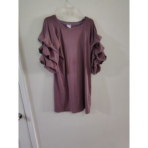 Violet Weekend Mauve Tiered Ruffle Sleeve‎ T-Shirt Shift Dress XL